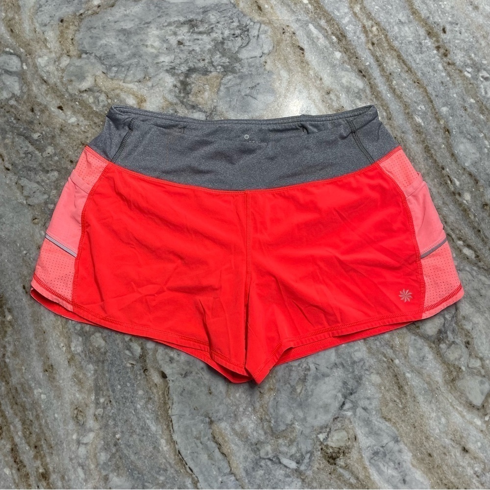 Athleta Women’s Orange Running Athletic Stretch Active Shorts Compression Lined